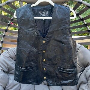 Navarre Leather Company - Mens Leather Biker Snap Vest Size L